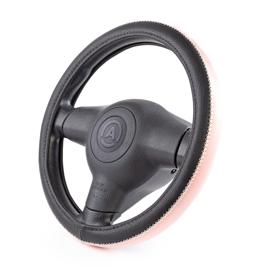 Оплётка руля AUTOPROFI из экокожи AP-1931 BK/WH (M)