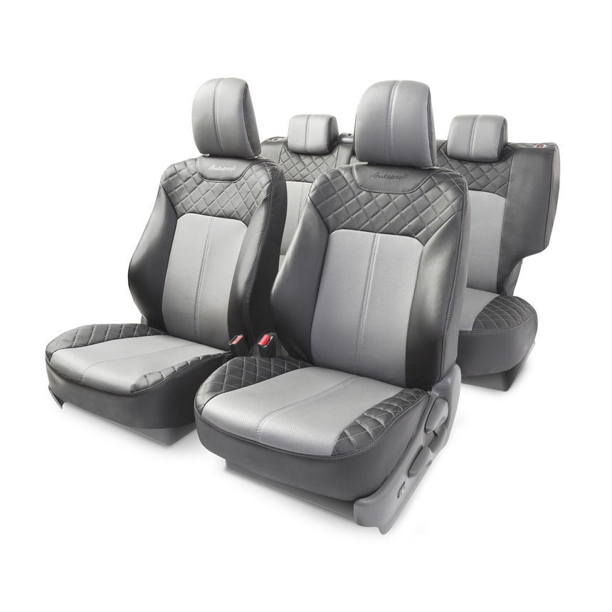 Чехлы на сиденья модельные экокожа TOYOTA Land Cruiser Prado 3 (2009+) LCP-3SV(09+)40-20-40 G BK/D.GY
