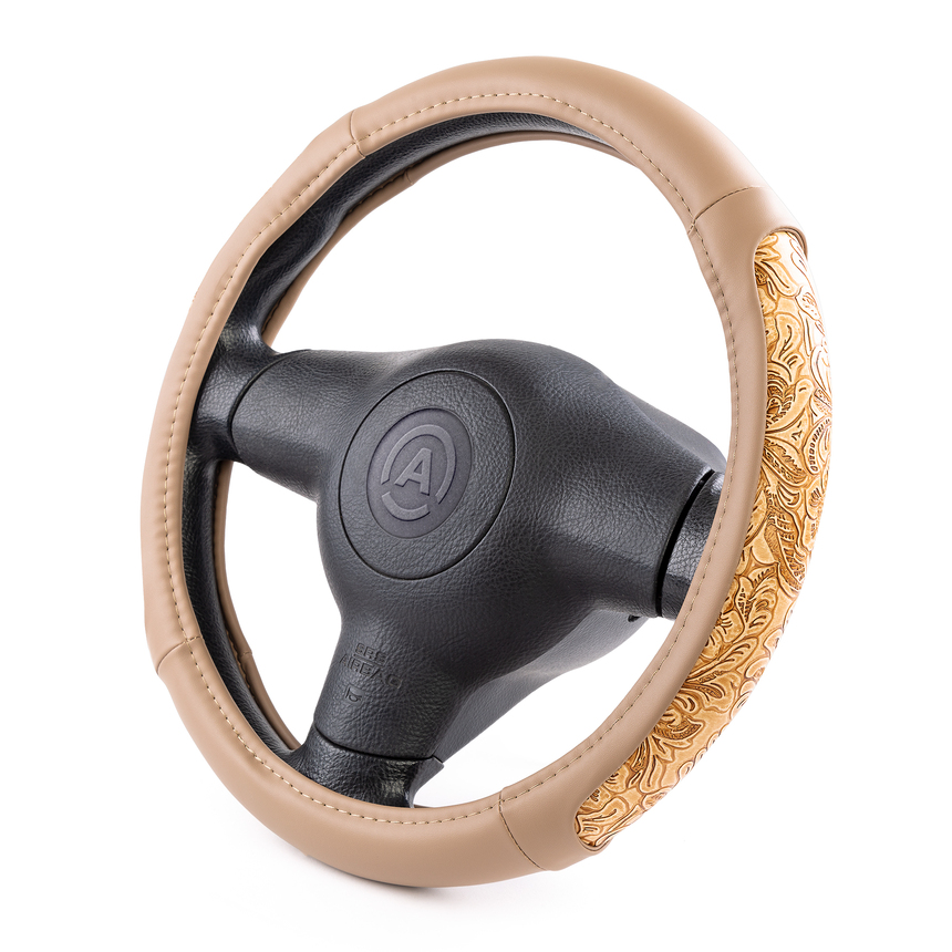 Оплётка руля AUTOPROFI из экокожи AP-1962 BE (M)
