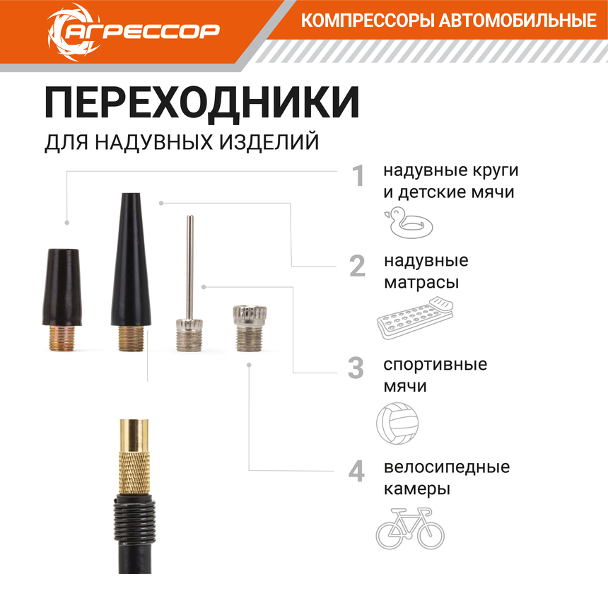 Компрессор "АГРЕССОР" (35 л./мин.) c ресивером 3 литра AGR-3LT