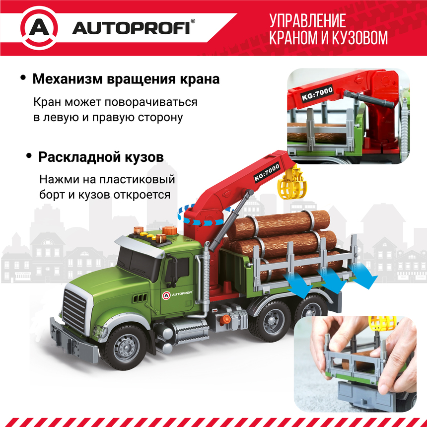 Инерционный городской транспорт с подвижными деталями "Лесовоз" CA-035/TIMB