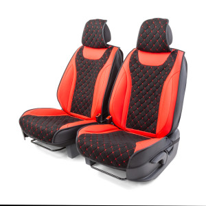 Каркасные 3D накидки на передние сиденья "Car Performance", 2 шт., экокожа/алькантара CUS-3044 BK/RD