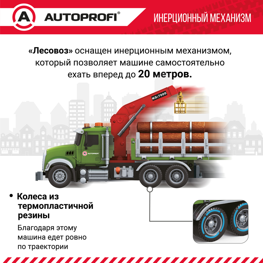 Инерционный городской транспорт с подвижными деталями "Лесовоз" CA-035/TIMB