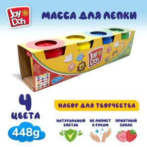 Масса для лепки Joy Doh, набор из 4 баночек с тестом, (4 х 112 г.) POT-04/112