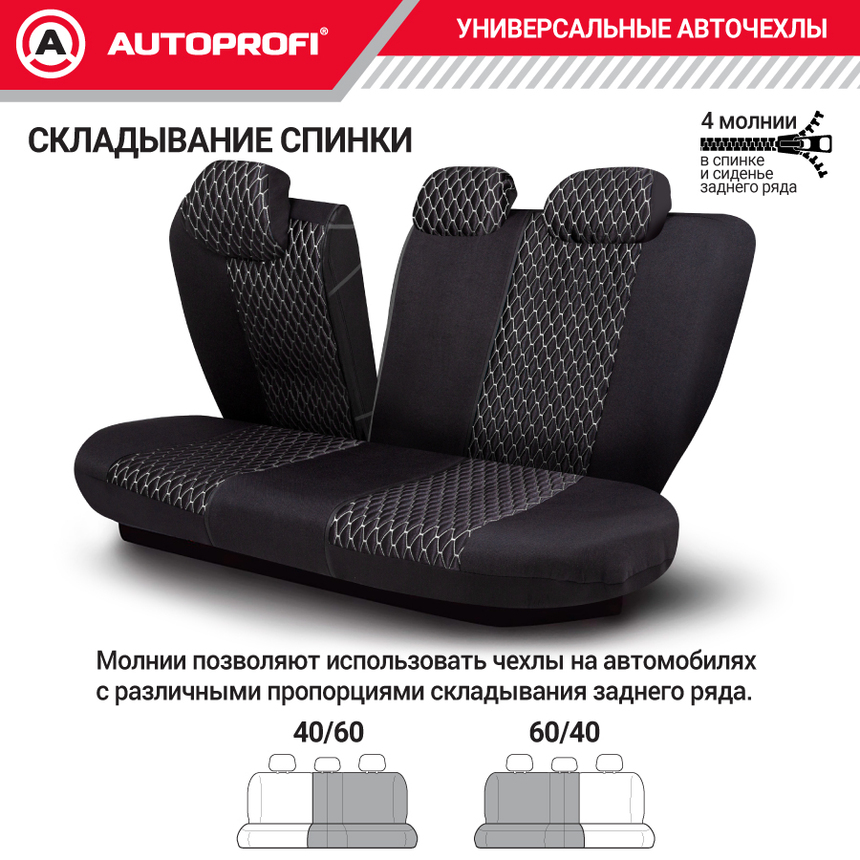 Авточехлы, серия Premium, Black Ice. "Ледяной шёлк", лён, премиальная экокожа, 7 мм. поролон, 4 молнии на заднем сидении, 11 предметов. ICE-1107 BK/WH