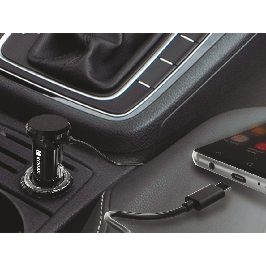 Автомобильное зарядное устройство KODAK для телефона/планшета, USB-C, Quick Charge 3.0. UC105 Автомобильное зарядное устройство KODAK для телефона/планшета, USB-C, Quick Charge 3.0. UC105