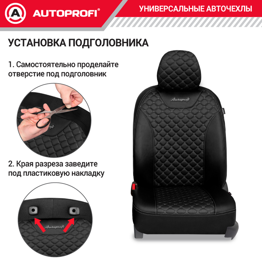 Авточехлы, серия Premium, Guardian. Премиальная экокожа, 7 мм. поролон, 4 молнии на заднем сидении, 11 предметов. GRD-1107GF BK/BK/BK
