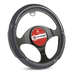 Спонжевая оплетка руля AUTOPROFI SP-5022 BK/BK.WOOD (M)