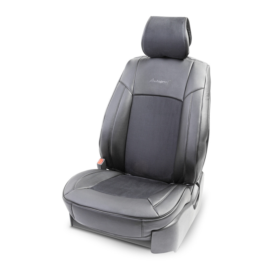 Накидка на сиденье каркасная AUTOPROFI экокожа/алькантара HIT-310A BK/BK