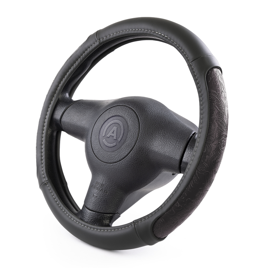 Оплётка руля AUTOPROFI из экокожи AP-1962 BK (M)