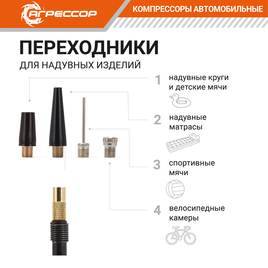 Компрессор воздушный АГРЕССОР, 35 л./мин. AGR-35