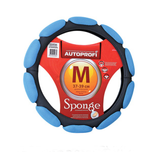 Спонжевая оплетка руля "10 подушек", поролон 2 см. с памятью SP-9030 BK/BL (M) Спонжевая оплетка руля "10 подушек", поролон 2 см. с памятью SP-9030 BK/BL (M)