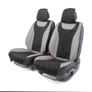Каркасные 3D накидки на передние сиденья "Car Performance", 2 шт., экокожа/алькантара CUS-3044 BK/GY