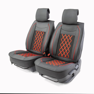 Каркасные накидки на передние сиденья "Car Performance", 2 шт., экокожа CUS-2092 BK/RD