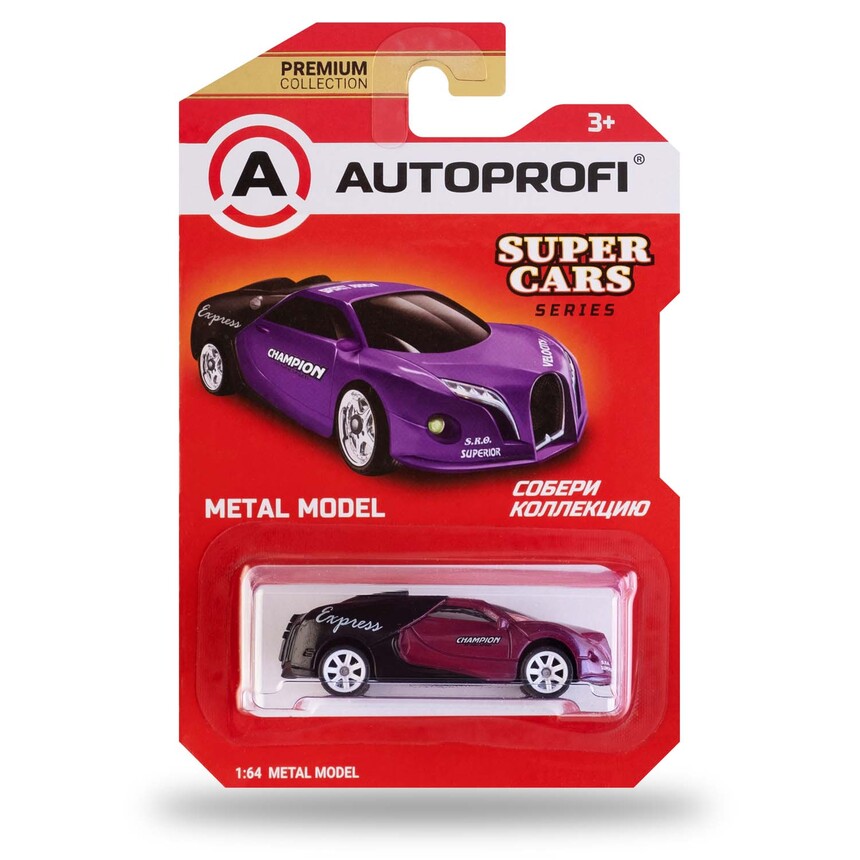 Машинка коллекционная 1:64, Серия SUPER CARS, SUP-003 SUP-003 BK/VIOLET Машинка коллекционная 1:64, Серия SUPER CARS, SUP-003 SUP-003 BK/VIOLET