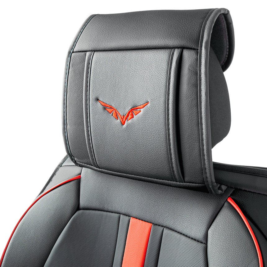 Каркасные 3D накидки на передние сиденья "Car Performance", 2 шт., экокожа CUS-3012 BK/BK