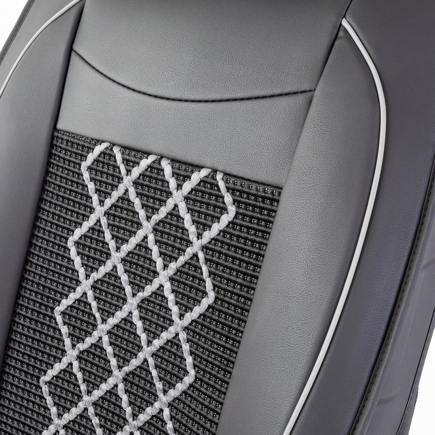 Каркасные накидки на передние сиденья "Car Performance", 2 шт., экокожа CUS-2092 BK/GY Каркасные накидки на передние сиденья "Car Performance", 2 шт., экокожа CUS-2092 BK/GY