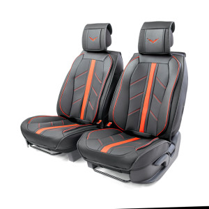 Каркасные 3D накидки на передние сиденья "Car Performance", 2 шт., экокожа CUS-3012 BK/BK
