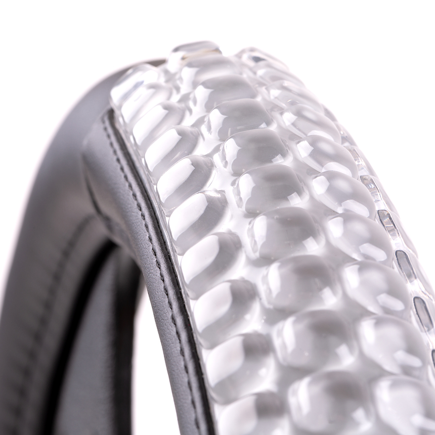 Оплётка руля AUTOPROFI из экокожи AP-1947 BK/GY (M)