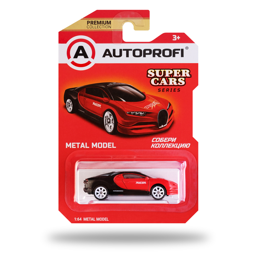 Машинка коллекционная 1:64, Серия SUPER CARS (Bugatti), SUP-004 SUP-004 RD/BK Машинка коллекционная 1:64, Серия SUPER CARS (Bugatti), SUP-004 SUP-004 RD/BK