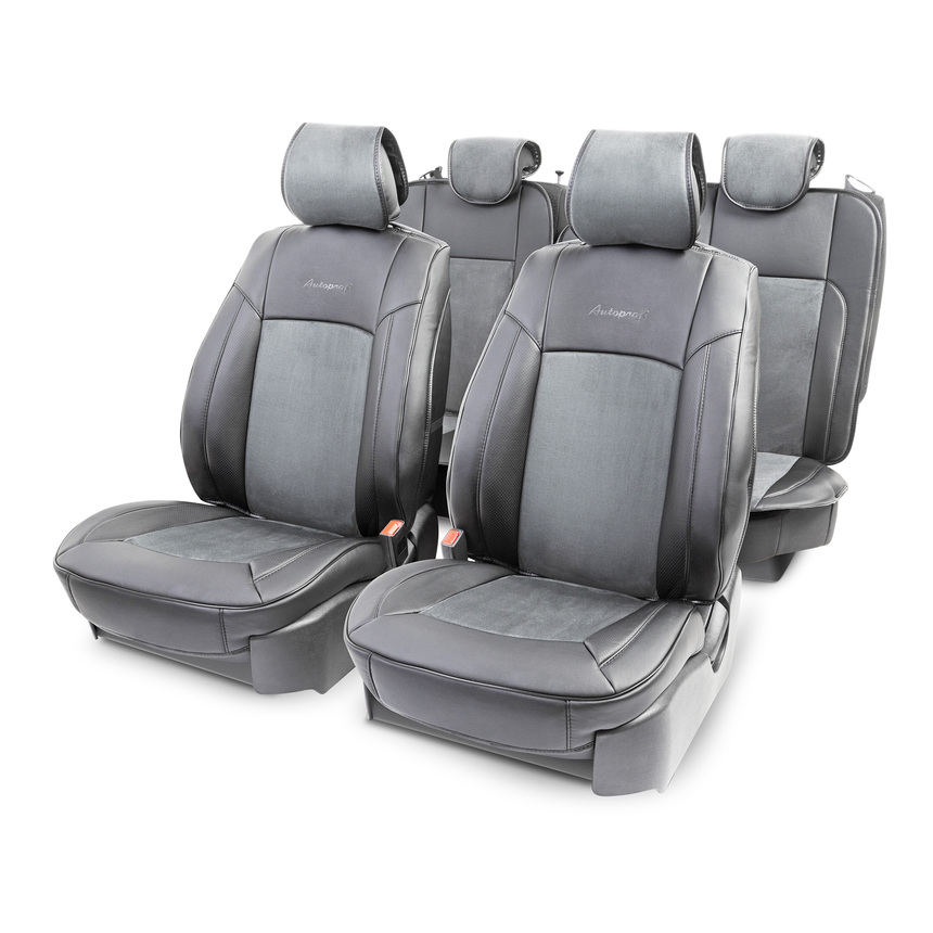 Накидки на сиденья каркасные AUTOPROFI экокожа/алькантара HIT-1110A BK/D.GY