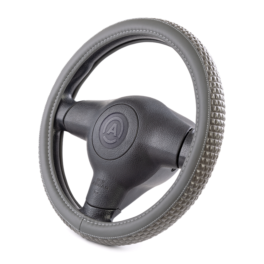 Оплётка руля AUTOPROFI из экокожи AP-1932 GY (M)