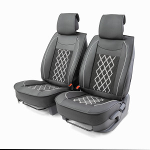Каркасные накидки на передние сиденья "Car Performance", 2 шт., экокожа CUS-2092 BK/GY