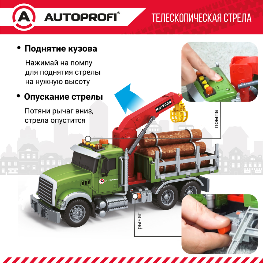 Инерционный городской транспорт с подвижными деталями "Лесовоз" CA-035/TIMB