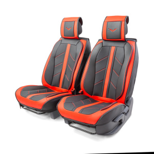 Каркасные 3D накидки на передние сиденья "Car Performance", 2 шт., экокожа CUS-3012 BK/RD Каркасные 3D накидки на передние сиденья "Car Performance", 2 шт., экокожа CUS-3012 BK/RD