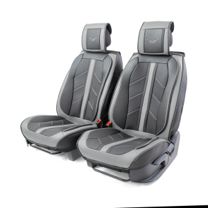 Каркасные 3D накидки на передние сиденья "Car Performance", 2 шт., экокожа CUS-3012 BK/GY Каркасные 3D накидки на передние сиденья "Car Performance", 2 шт., экокожа CUS-3012 BK/GY