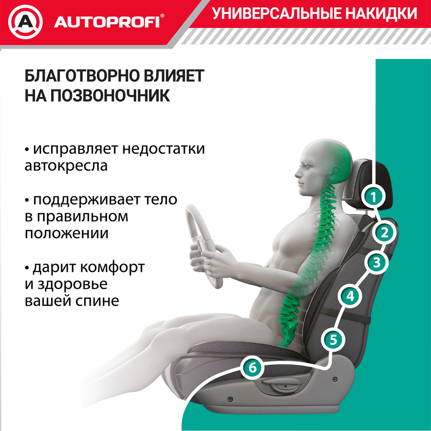 Накидка анатомическая на сиденье Multi Comfort (паттерн велюр) MLT-320PV BK/BR