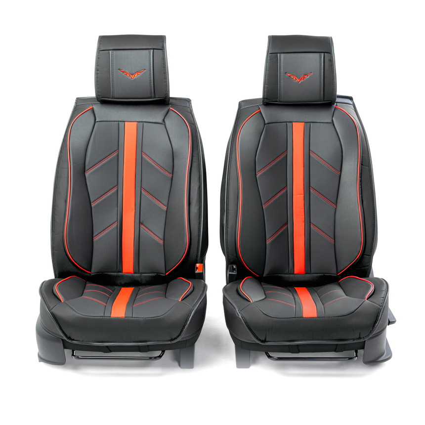 Каркасные 3D накидки на передние сиденья "Car Performance", 2 шт., экокожа CUS-3012 BK/BK