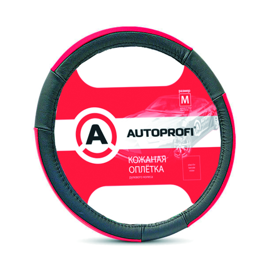 Кожаная оплётка руля AUTOPROFI AP-678 BK/RD (L) Кожаная оплётка руля AUTOPROFI AP-678 BK/RD (L)