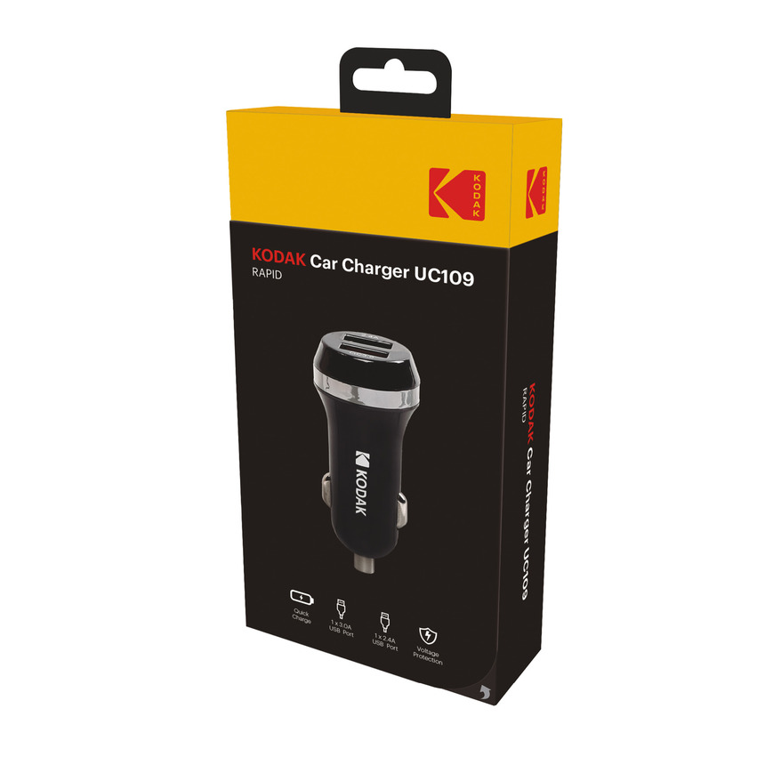 Автомобильное зарядное устройство KODAK для телефона/планшета, USBх2, Quick Charge 3.0. UC109 Автомобильное зарядное устройство KODAK для телефона/планшета, USBх2, Quick Charge 3.0. UC109