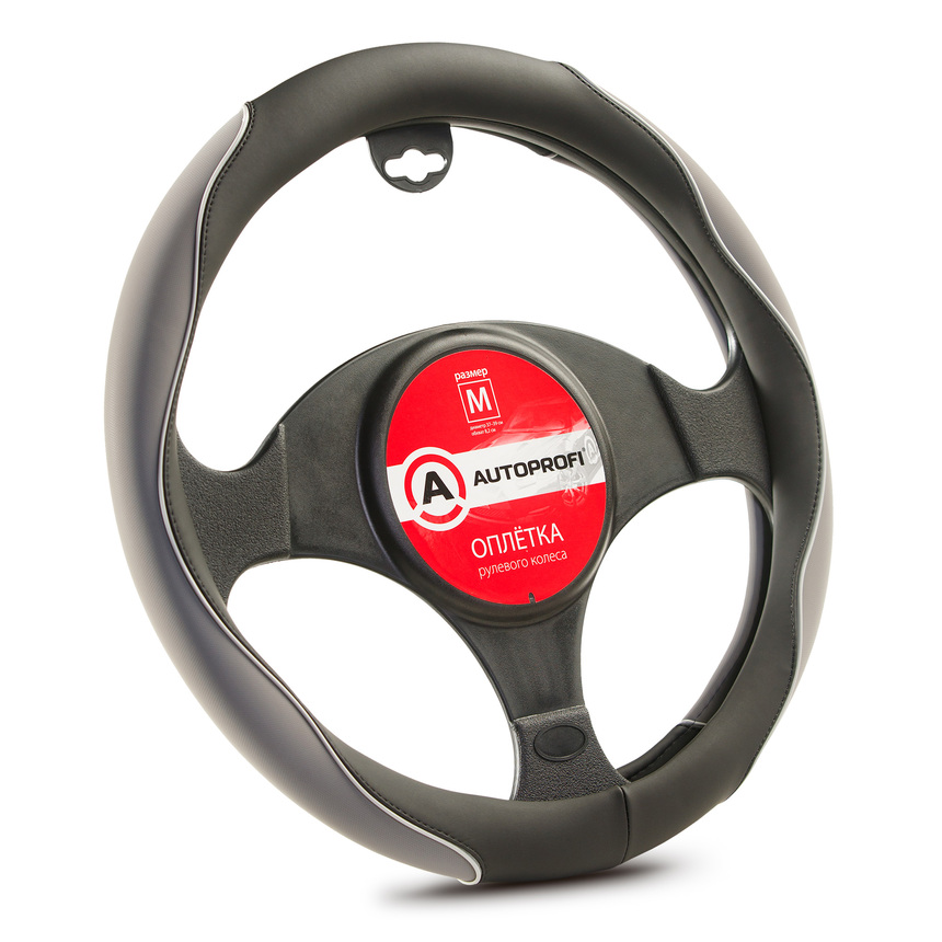 Оплётка руля AUTOPROFI софттач, синтетический нубук AP-2021 BK/GY (M) Оплётка руля AUTOPROFI софттач, синтетический нубук AP-2021 BK/GY (M)