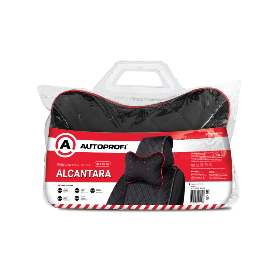 Подушка "косточка" AUTOPROFI, размер 30х20 см ALC-100NP BK/RD
