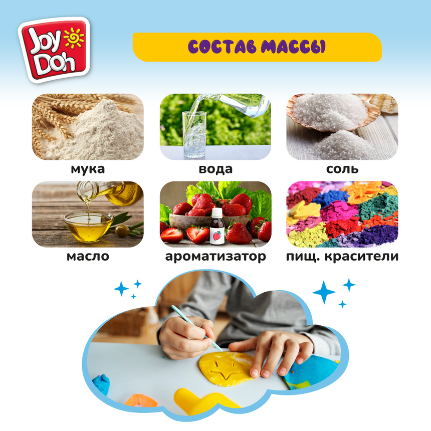 Масса для лепки Joy-Doh, набор из 4 баночек 56г POT-04/056 Масса для лепки Joy-Doh, набор из 4 баночек 56г POT-04/056