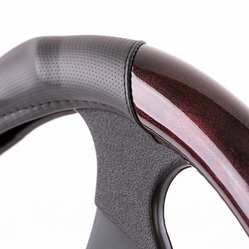 Оплётка руля AUTOPROFI из экокожи AP-1944 BK/RD (M)