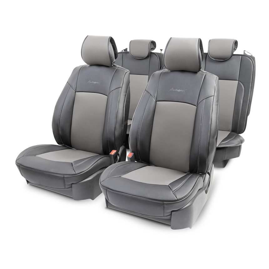 Накидки на сиденья каркасные AUTOPROFI экокожа HIT-1110G BK/D.GY