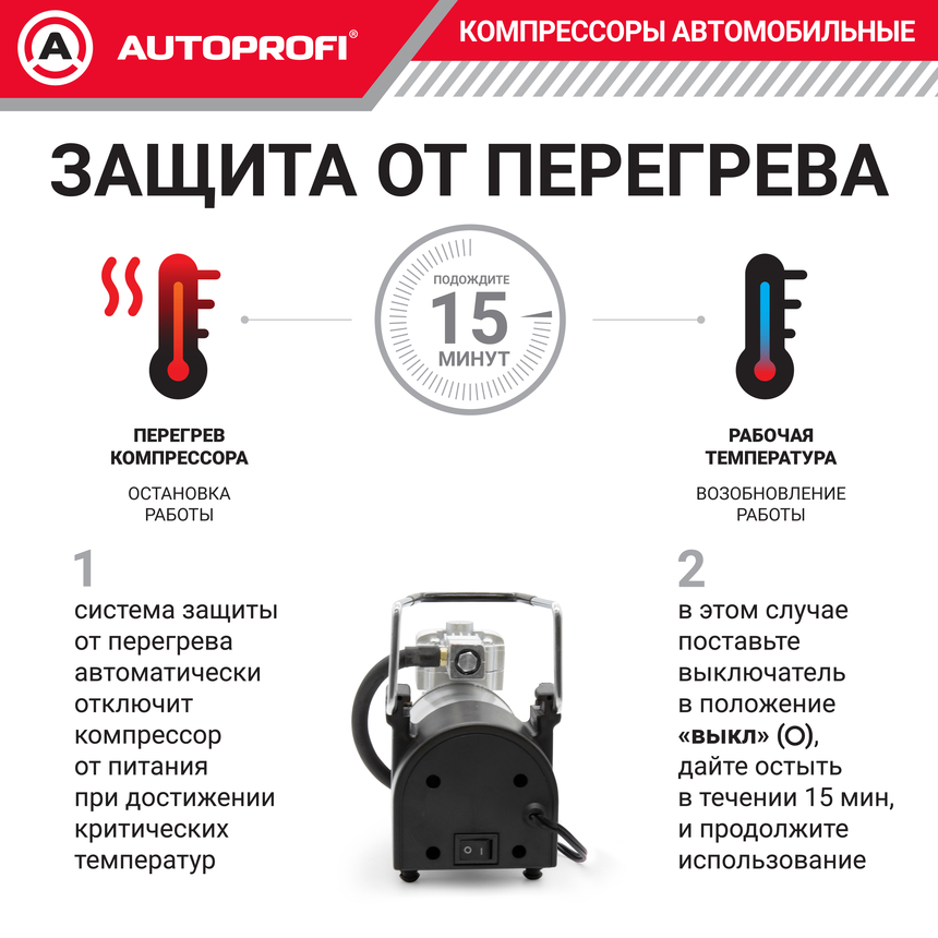 Компрессор автомобильный 60 л./мин. AUTOPROFI AK-600