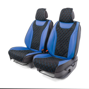 Каркасные 3D накидки на передние сиденья "Car Performance", 2 шт., экокожа/алькантара CUS-3044 BK/BL