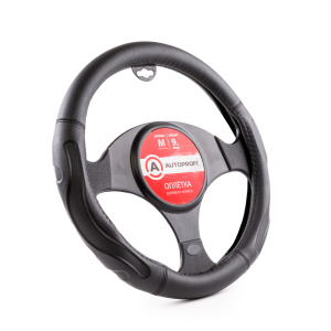 Оплётка руля AUTOPROFI из экокожи AP-1946 BK/BK (M)