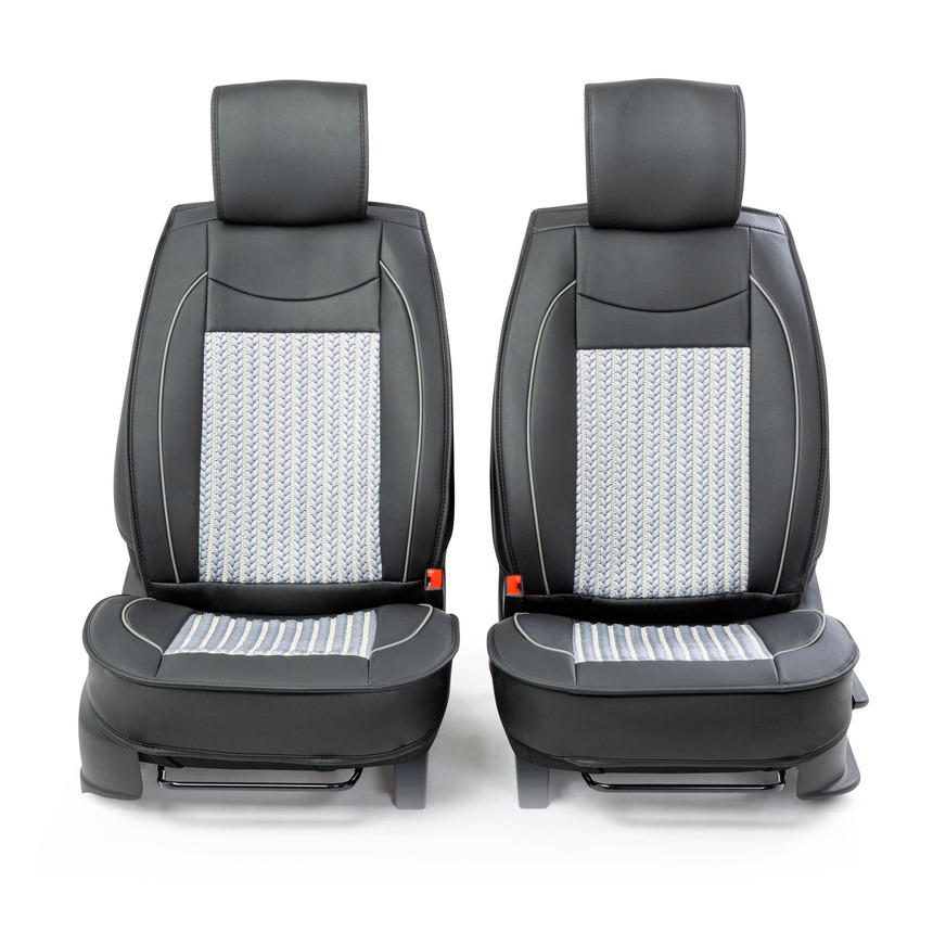 Каркасные накидки на передние сиденья "Car Performance", 2 шт., экокожа CUS-2072 BK/GY