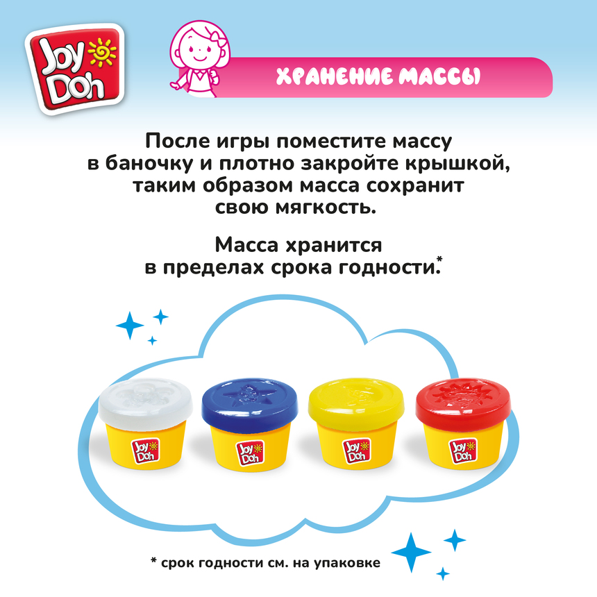 Масса для лепки Joy Doh, набор FLOWER SHOW - ЦВЕТОЧНАЯ ОРАНЖЕРЕЯ, 3d формы, 11 аксессуаров, 4 баночки с тестом (4 x 50 г.) FLOW-200 pot