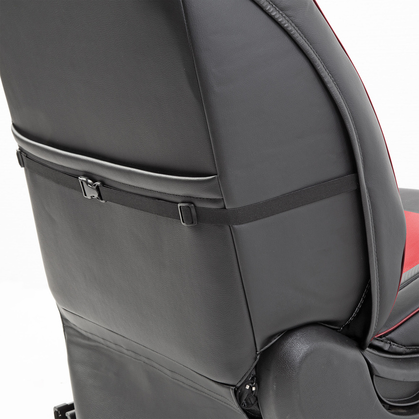 Накидка на сиденье каркасная AUTOPROFI экокожа HIT-310G BK/RD