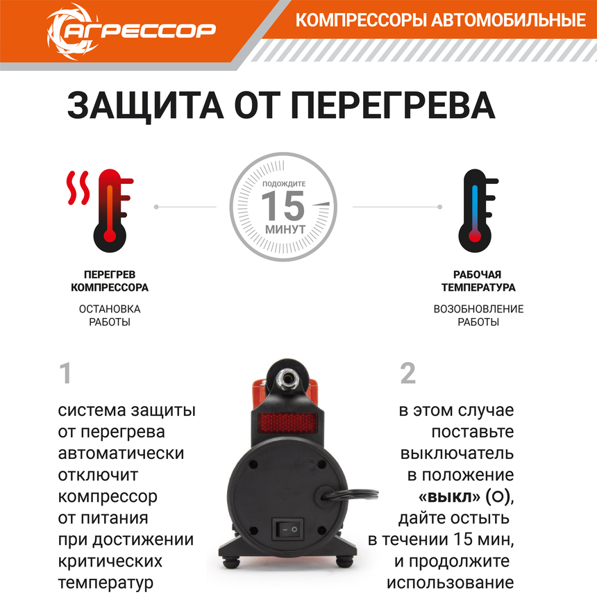 Компрессор воздушный АГРЕССОР, 50 л./мин. AGR-50