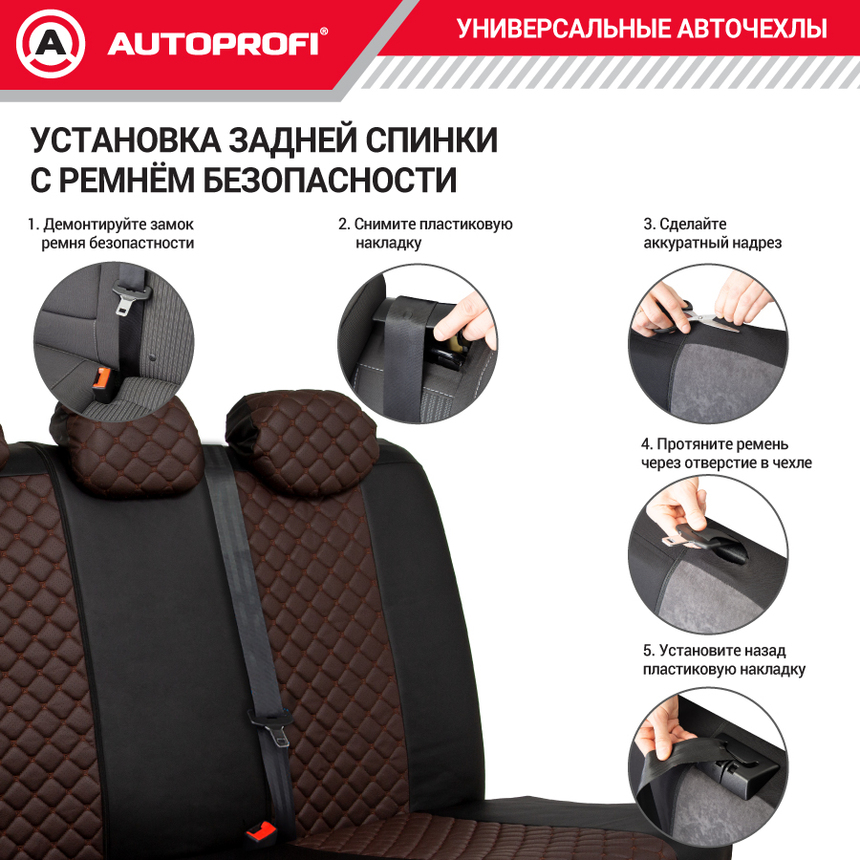 Авточехлы, серия Premium, Guardian. Премиальная экокожа, 7 мм. поролон, 4 молнии на заднем сидении, 11 предметов. GRD-1107GF BK/BR/BR