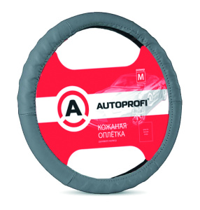 Кожаная оплётка руля AUTOPROFI AP-300 D.GY (M) Кожаная оплётка руля AUTOPROFI AP-300 D.GY (M)