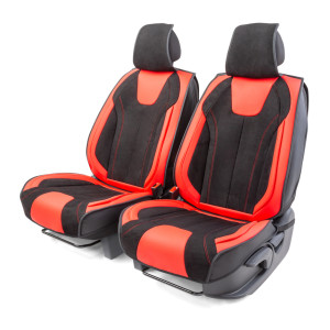 Каркасные 3D накидки на передние сиденья "Car Performance", 2 шт., экокожа/алькантара CUS-3034 BK/RD