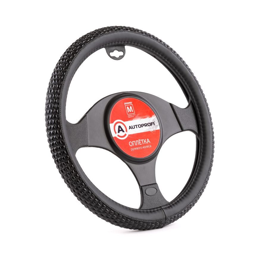 Оплётка руля AUTOPROFI из экокожи AP-1932 BK (M)